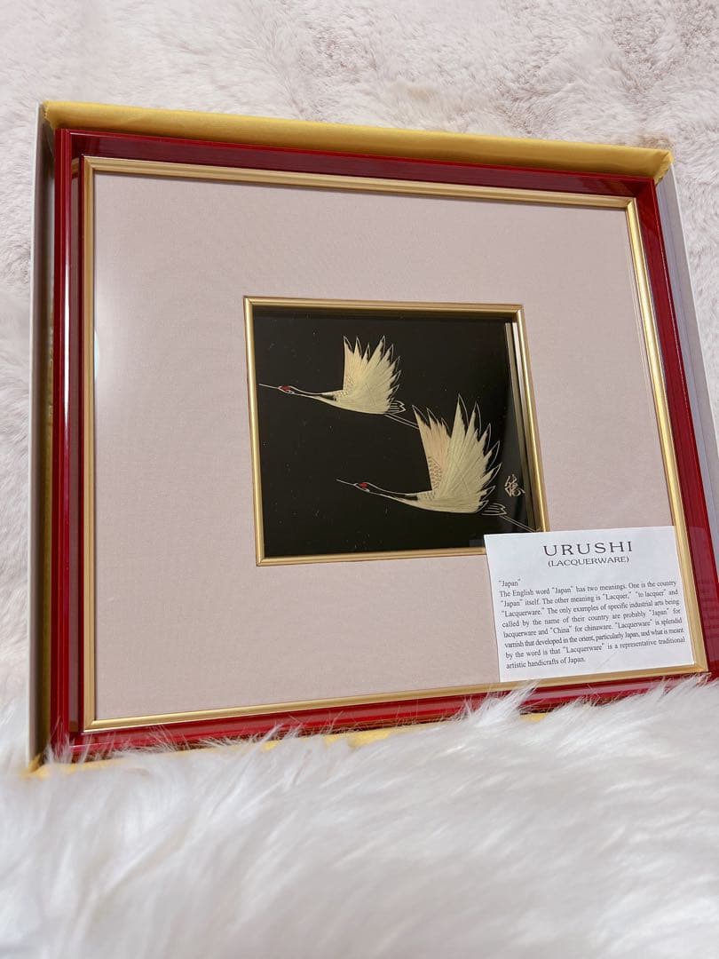 漆芸パネル鶴URUSHI(LACQUERWARE)