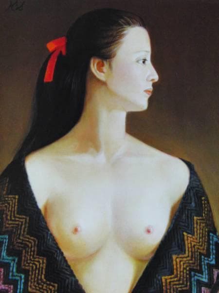 沢田 憲良、赤いリボン、希少画集の一部、 新品高級額装付