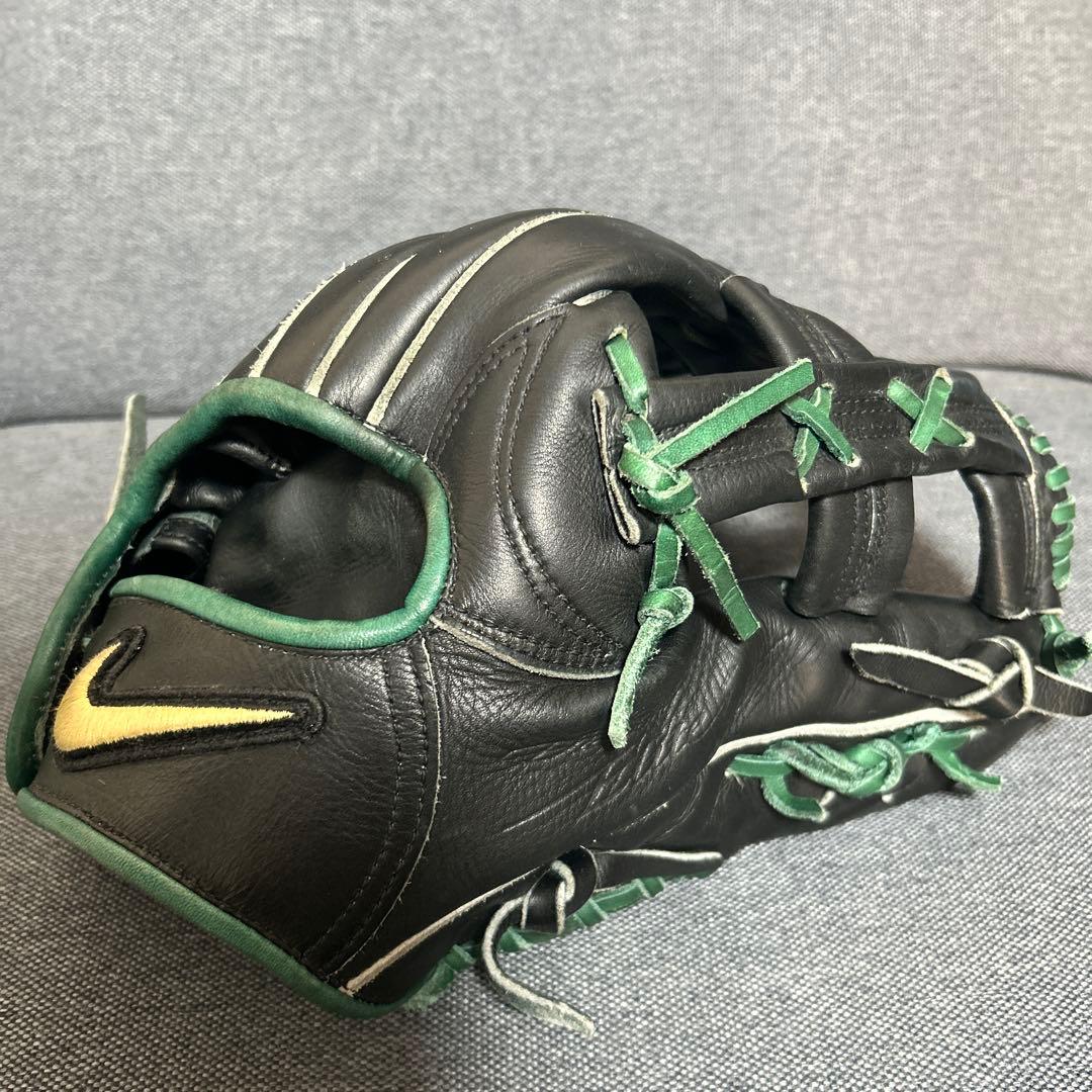 NIKE 硬式グローブ 黒/緑 Diamond Elite j 輝 中古 激シブ