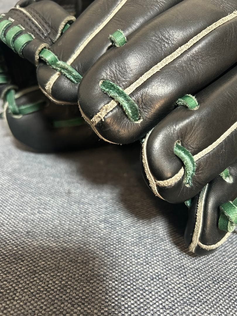 NIKE 硬式グローブ 黒/緑 Diamond Elite j 輝 中古 激シブ