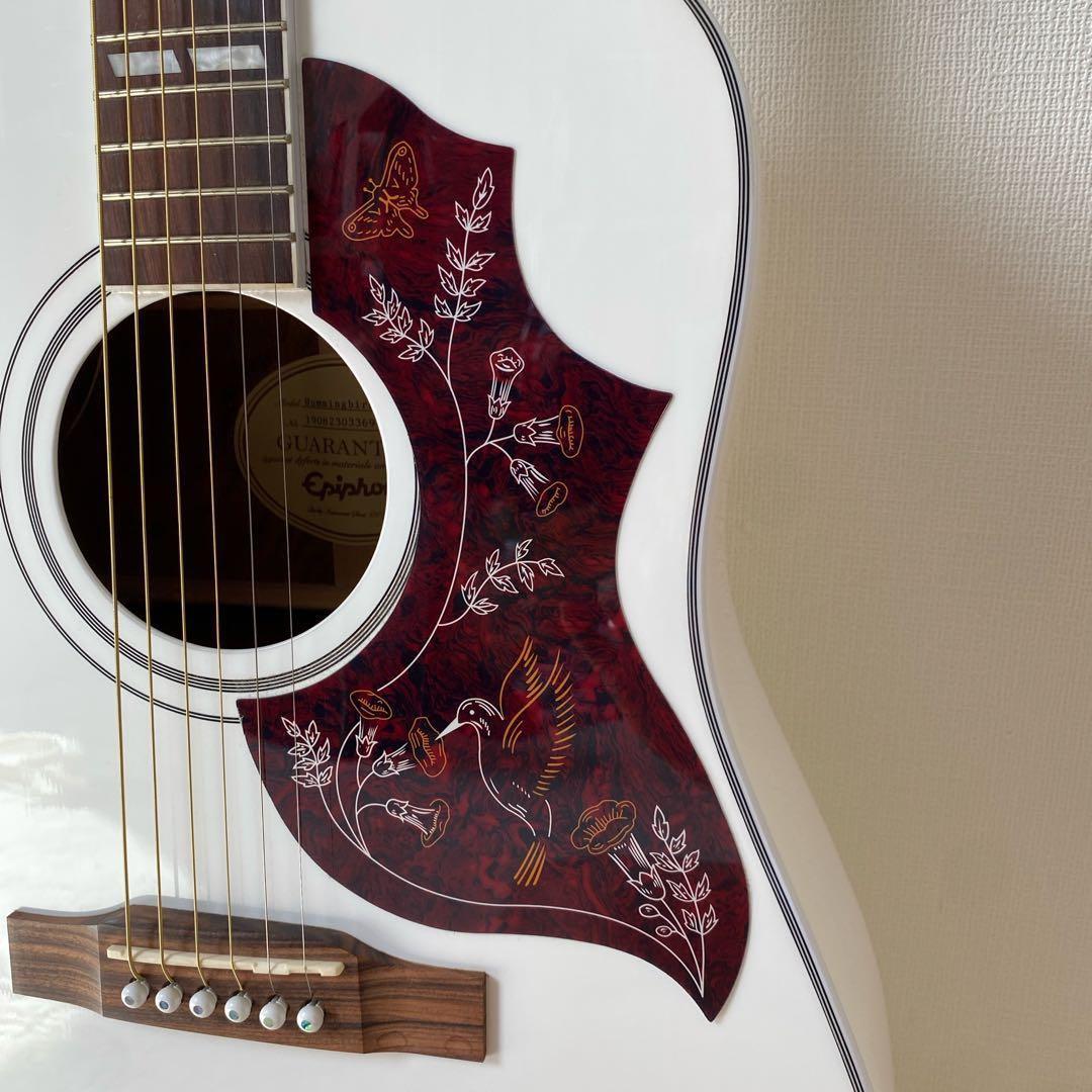 epiphone hummingbird white ハードケース付き未使用難有