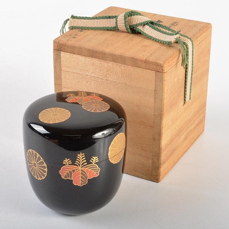茶道具　漆塗　秀山作　高台寺蒔絵　中棗　共箱　C　R5834