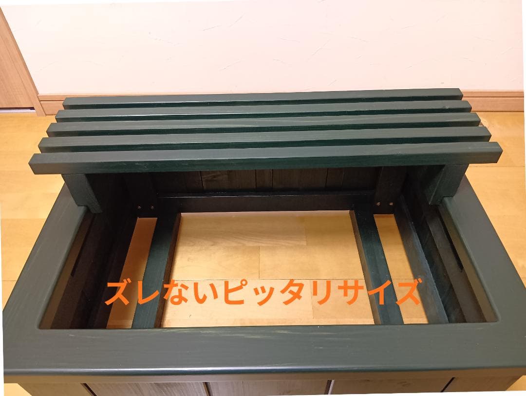 『NVボックス22用 木製化粧枠＋フラワースタンド付き(タンネングリーン色）』