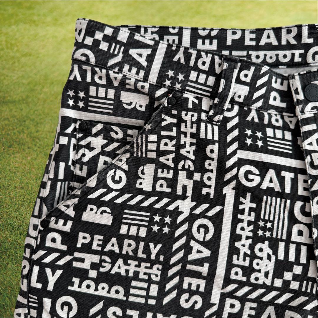 パーリーゲイツ　パンツ　総柄　黒　白　6 XL〜XXL相当 ストレッチ　人気商品