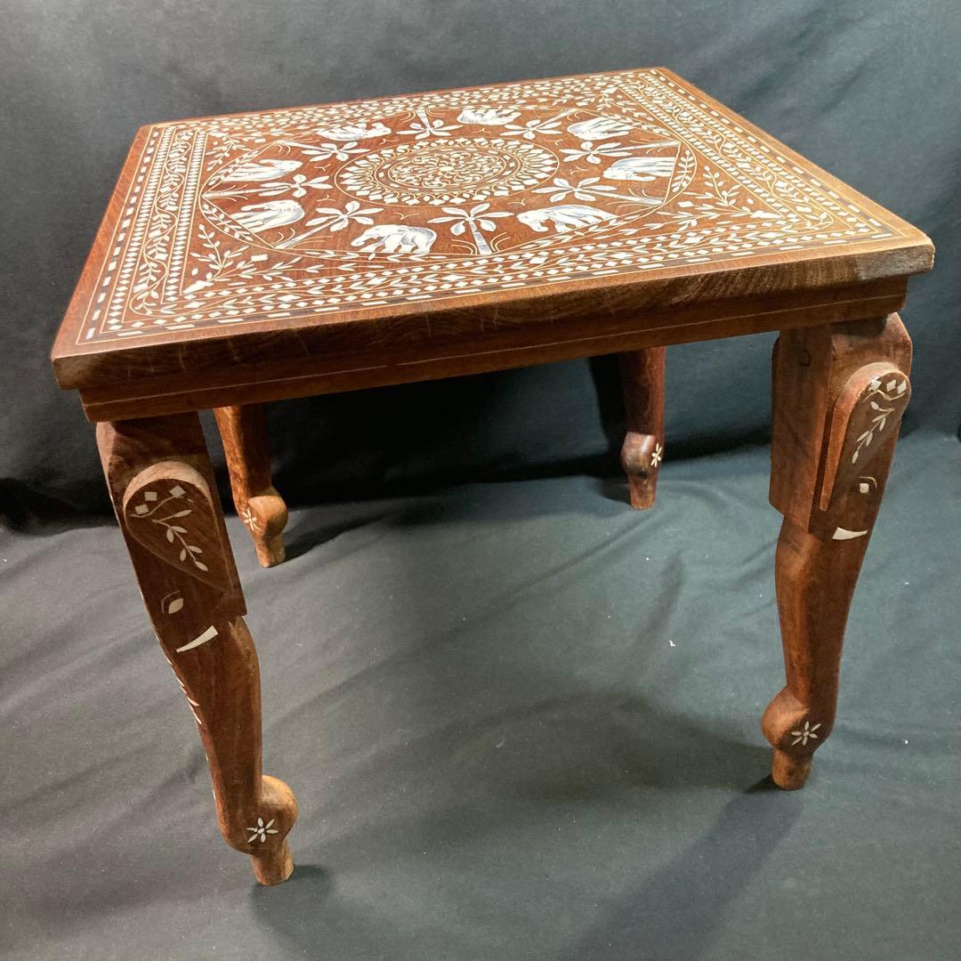 象嵌細工 アジアン家具 ローテブル インド家具 象モチーフ