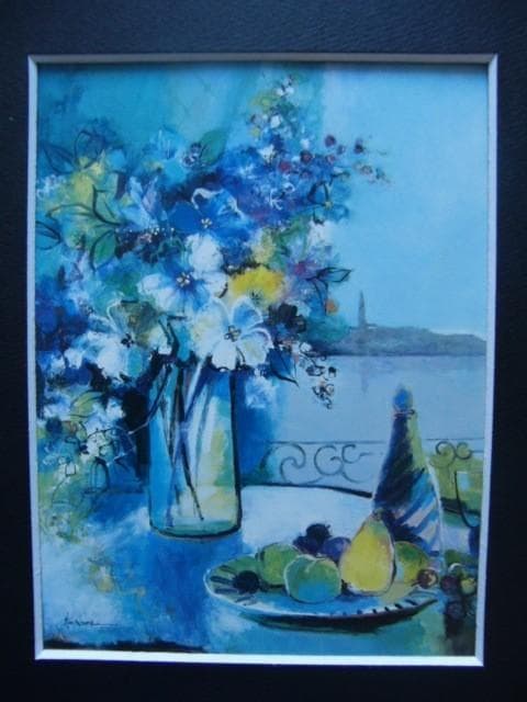 今関アキラコ【窓辺の花】希少画集画、状態良好、新品高級額装付