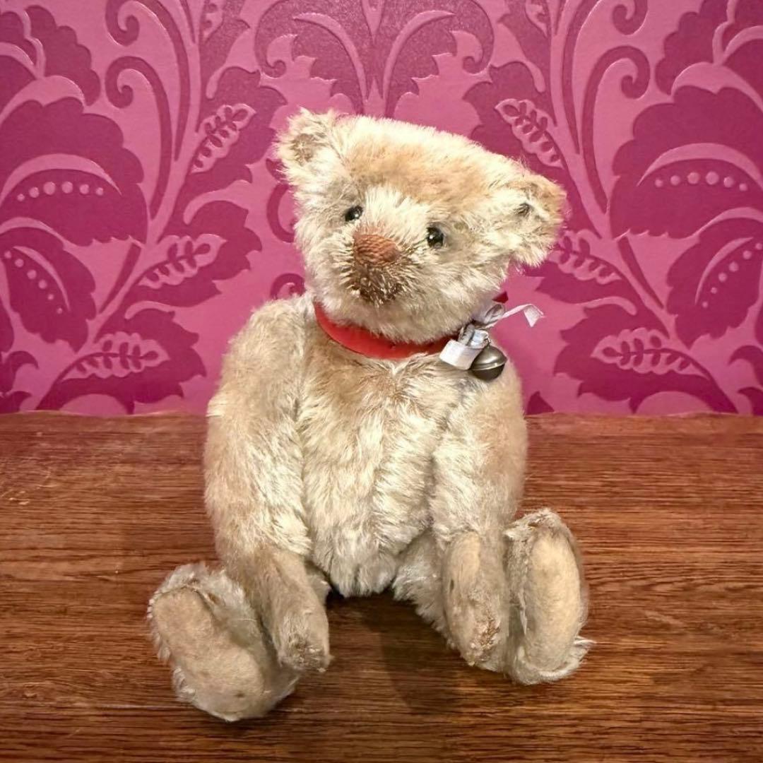 シュタイフ アンティークテディベア　ベージュ　22cm ボタン有 Steiff