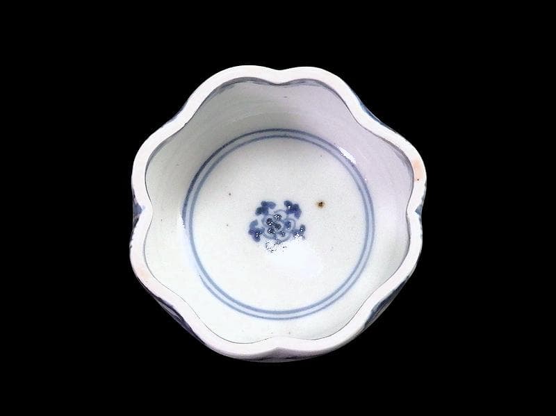 古伊万里　染付　山水の図　変形向付　２客　B072AS-fbvb