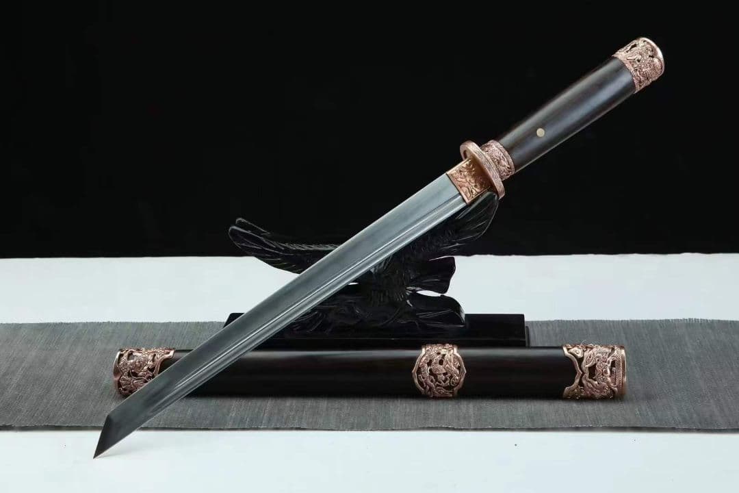 小乾坤刀黒得意木紫銅金 武具　模造刀 居合刀 肋差 短刀