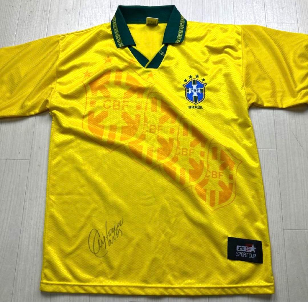 ヴィンテージ94年ブラジル代表レプリカユニフォームXLサイン入り　セレソン
