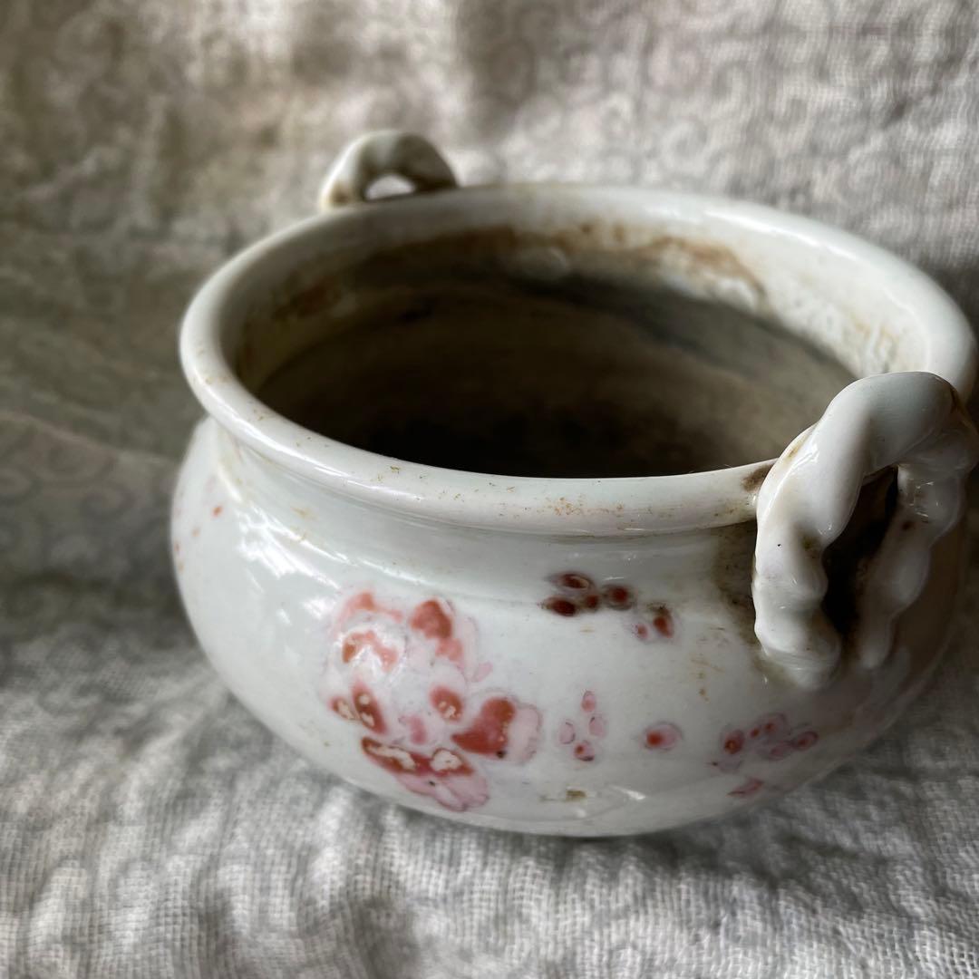 香炉　白磁　古陶磁器　骨董　アンティーク　China 三つ足　花　古玩　古美術