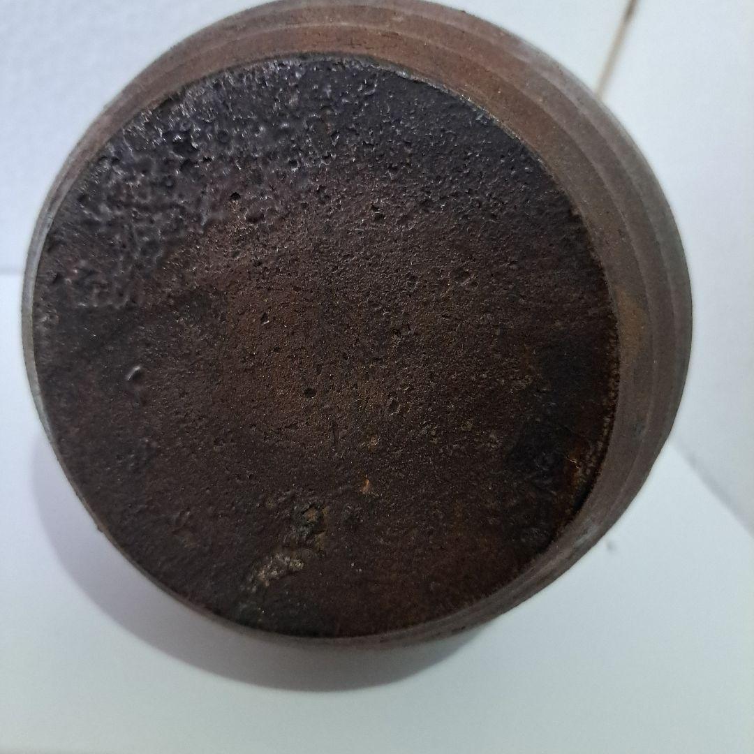 すずらん 桃山時代　古備前焼　花入 掛け用　瓢箪型　竹へら波図　茶道具
