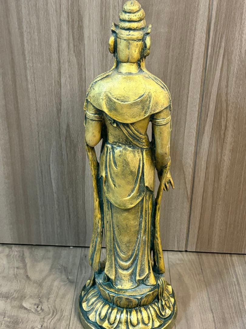 聖観音菩薩像 北村西望作 仏像 真鍮製 重約2900克