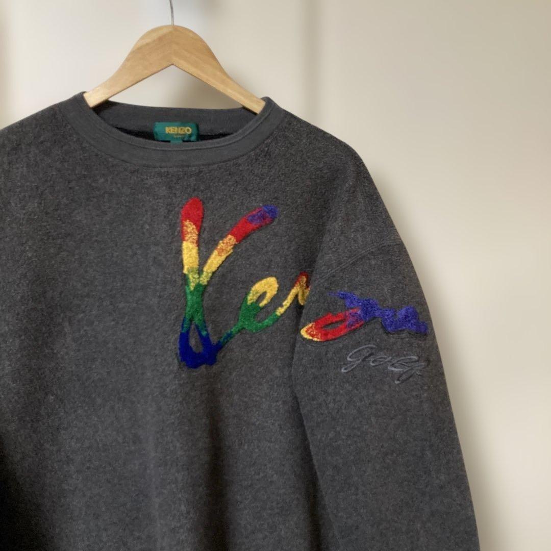 VINTAGE Kenzo GOLF カラフル刺繍ロゴ フリーススウェット　XL
