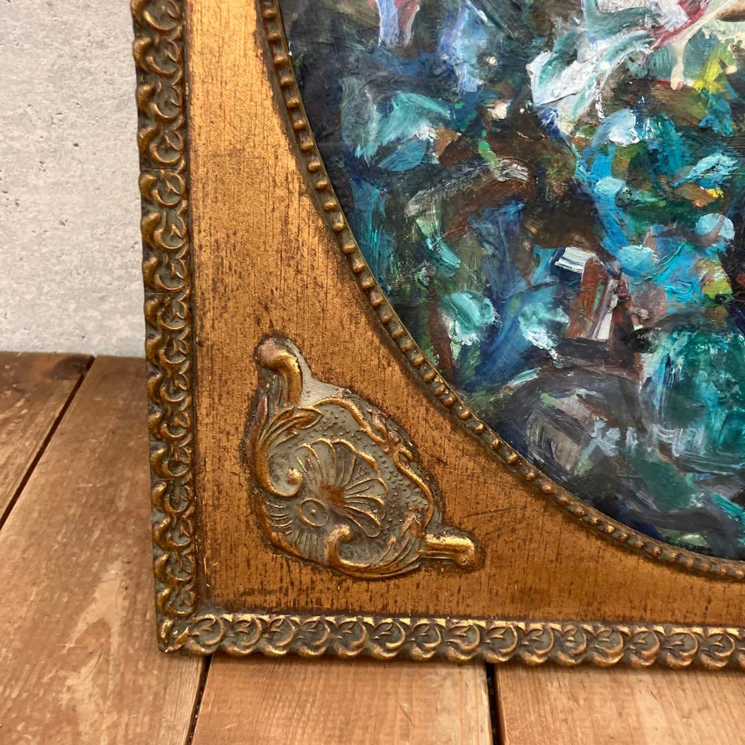 アンティーク フラワー 花 植物 油彩画 油絵 アート 絵画 額縁 額装 美術