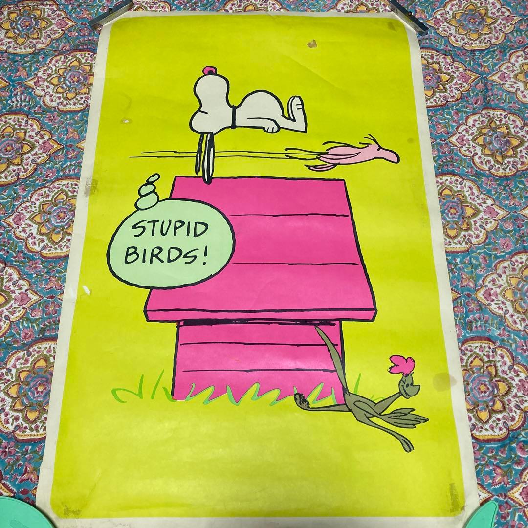 70'sヴィンテージ　ポスター　スヌーピー　STUPID BIRDS ヒッピー