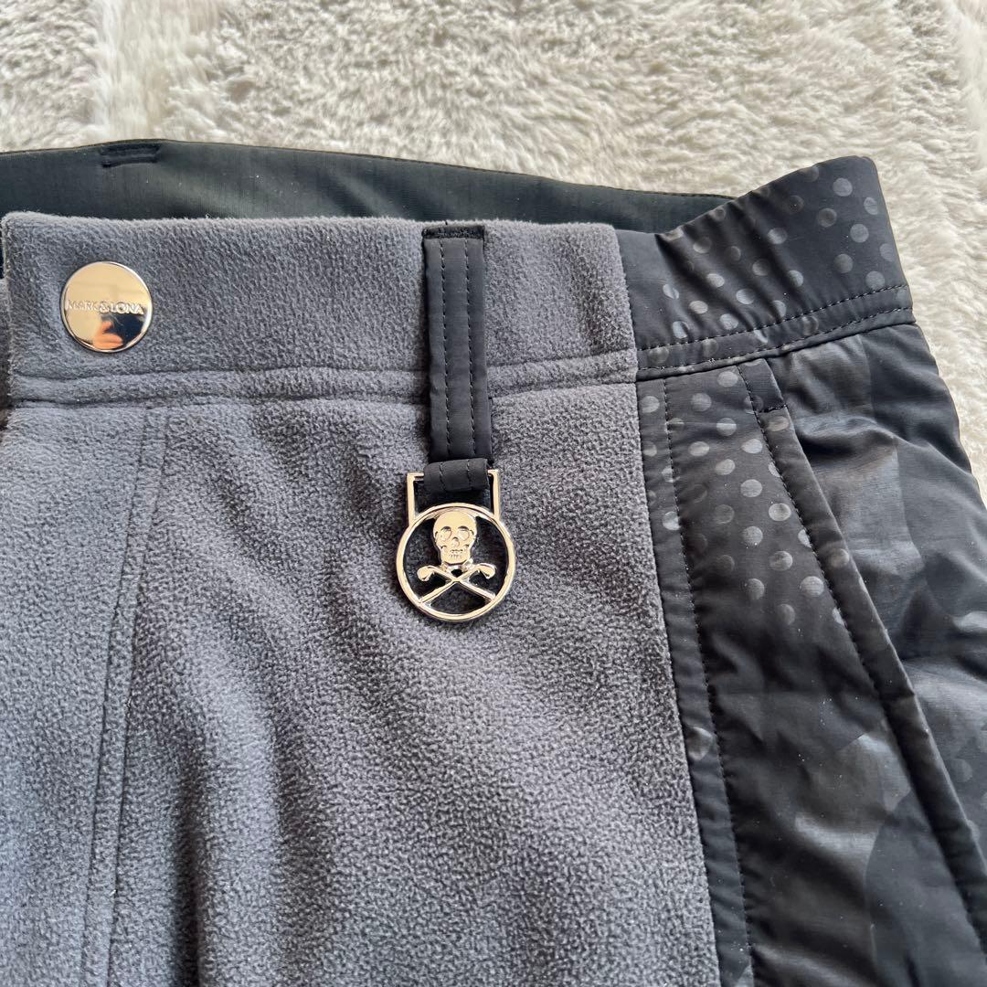スカルモチーフ スリムフィットパンツ グレー
