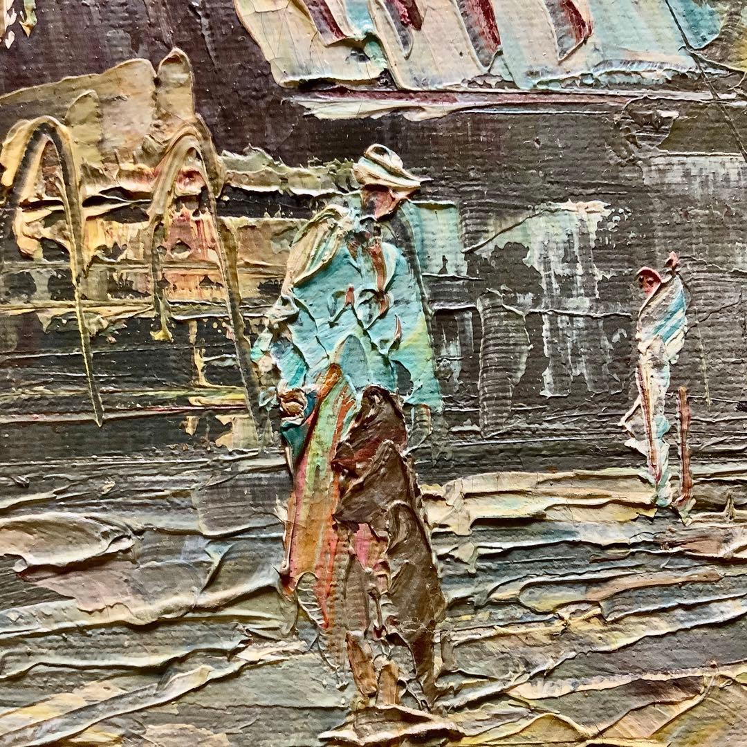 油彩画 パリの街角 64x71cm