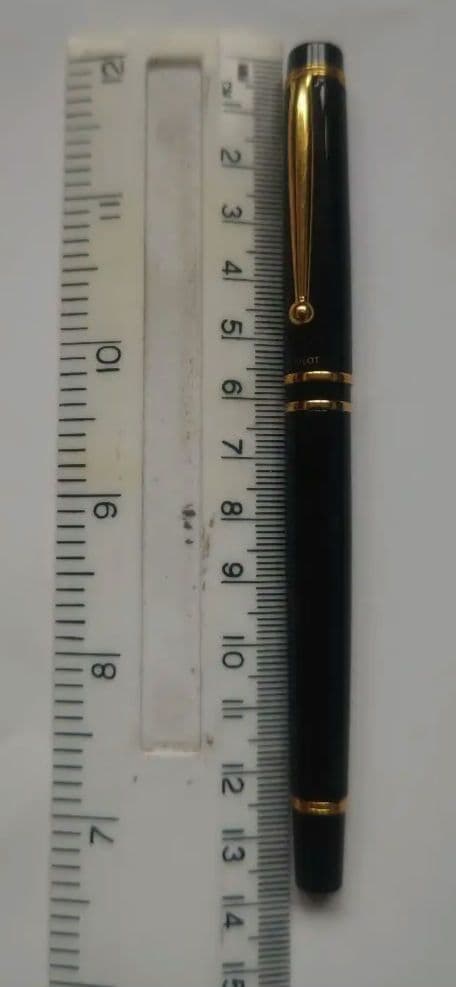 【昭和・レトロ・逸品】ブラックボールペン 金色装飾 約14cm