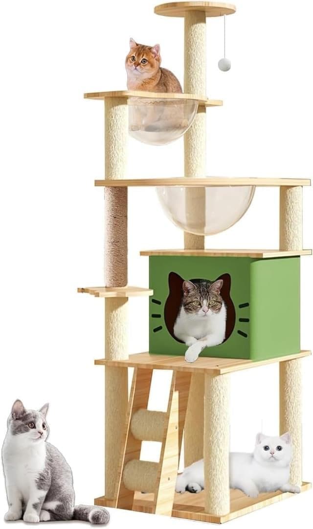 キャットタワー,宇宙船-猫タワー 爪研ぎ おしゃれ 大型猫 子猫-運動不足解消