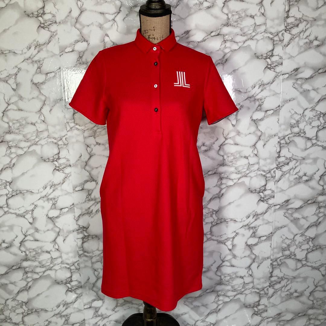 美品　LANVIN SPORT　（38）　ゴルフウェア　ポロワンピース　赤