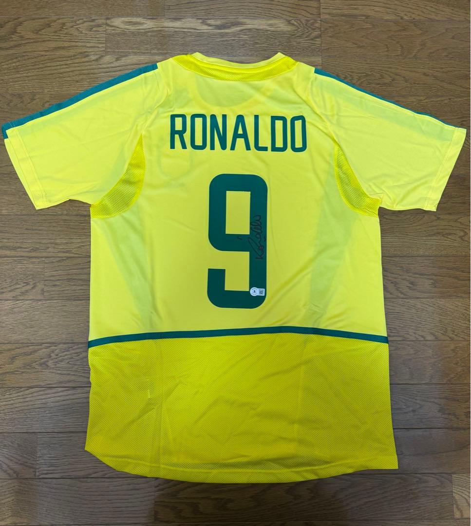 ブラジル代表 ロナウドサイン入りユニフォーム　日韓W杯 ベケット社証明シール付き