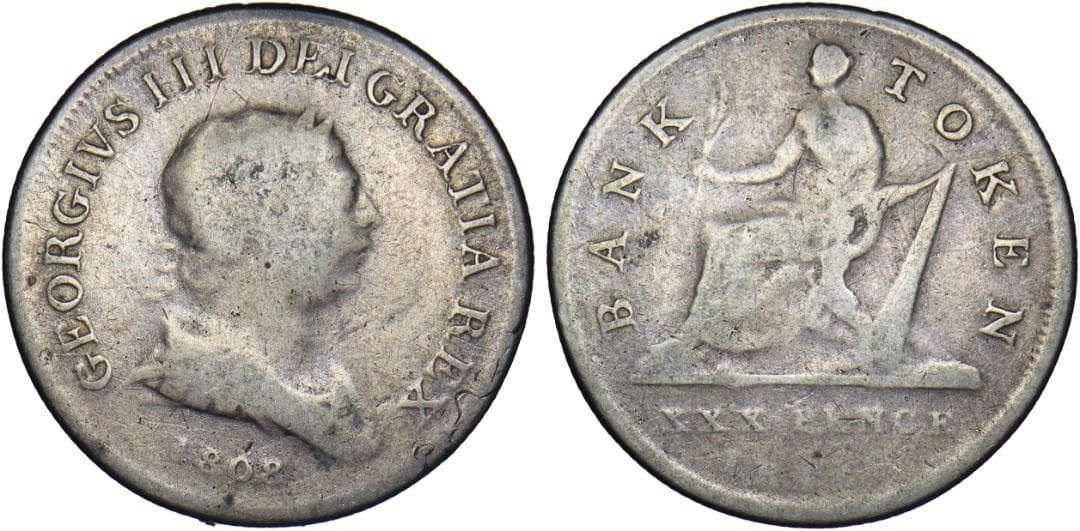 1808 アイルランド 30ペンス銀貨 ジョージ3世