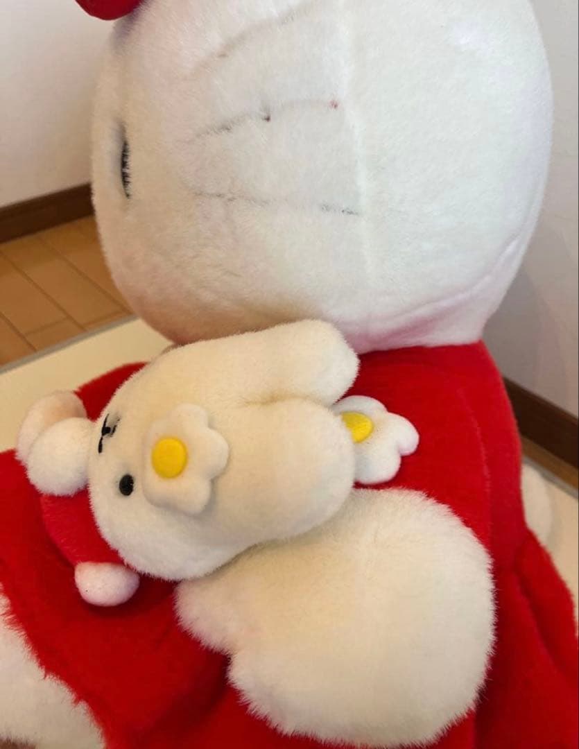 【美品】【希少】ハローキティ ぬいぐるみ 大 特大 花柄ドレス レトロ 限定