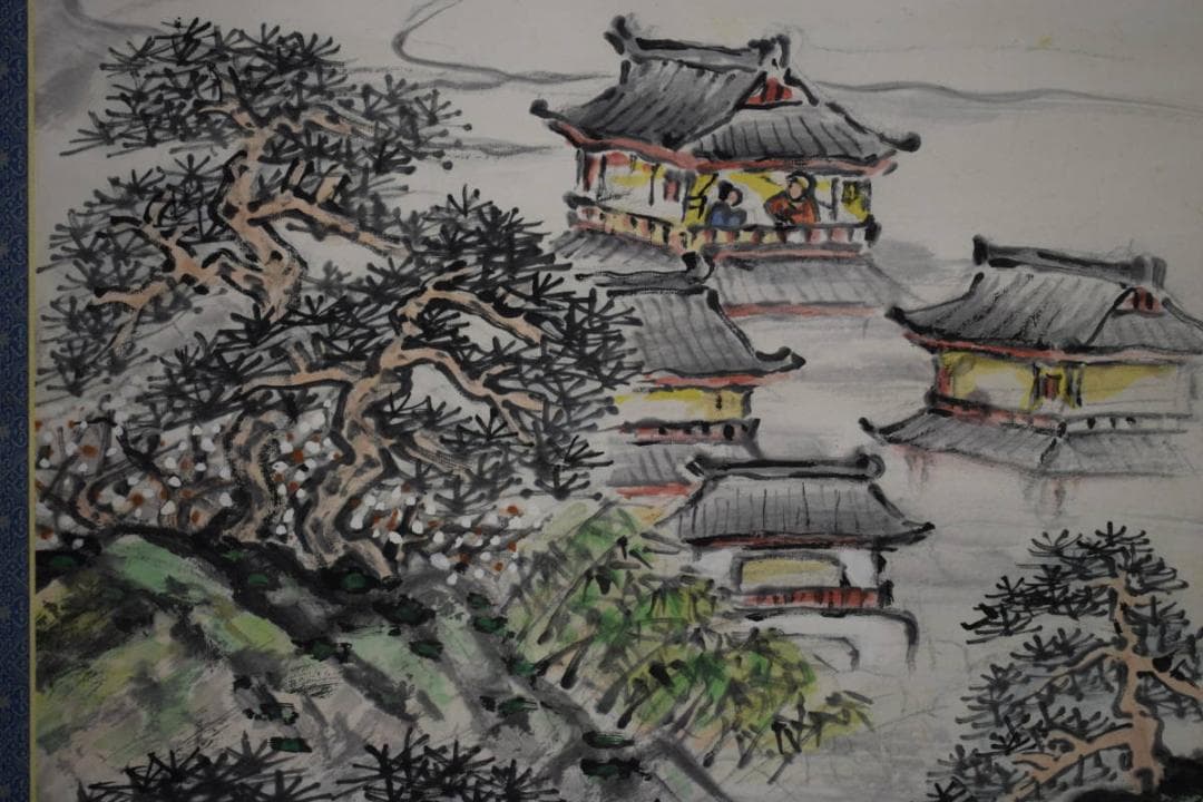不詳/作者不詳/蓬莱仙境図/桐共箱付/布袋屋掛軸HH-452