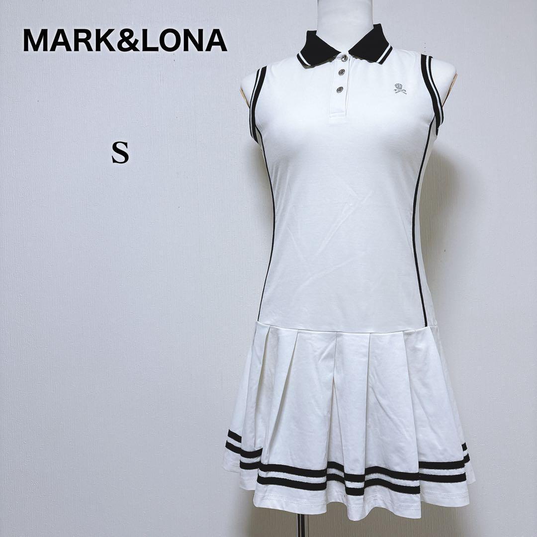 【マークアンドロナ】美品 セミプリーツワンピース ゴルフワンピース ホワイト S