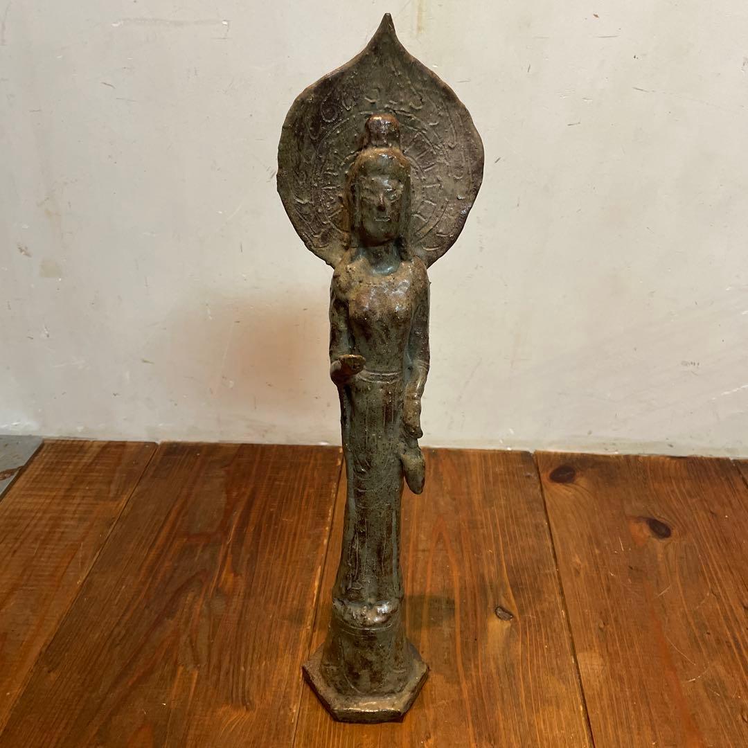 美品　陶芸　聖観音像　聖観世音菩薩　焼物　立像
