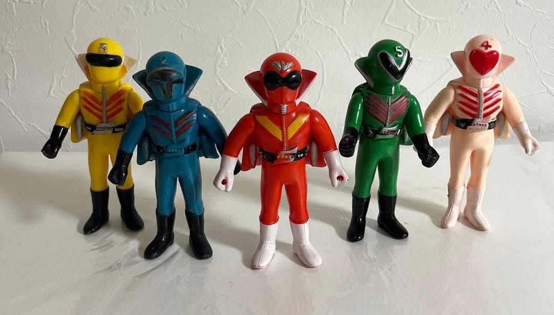 ⚠️貴重・当時物　秘密戦隊ゴレンジャー　ソフビ　5体セット　昭和レトロ