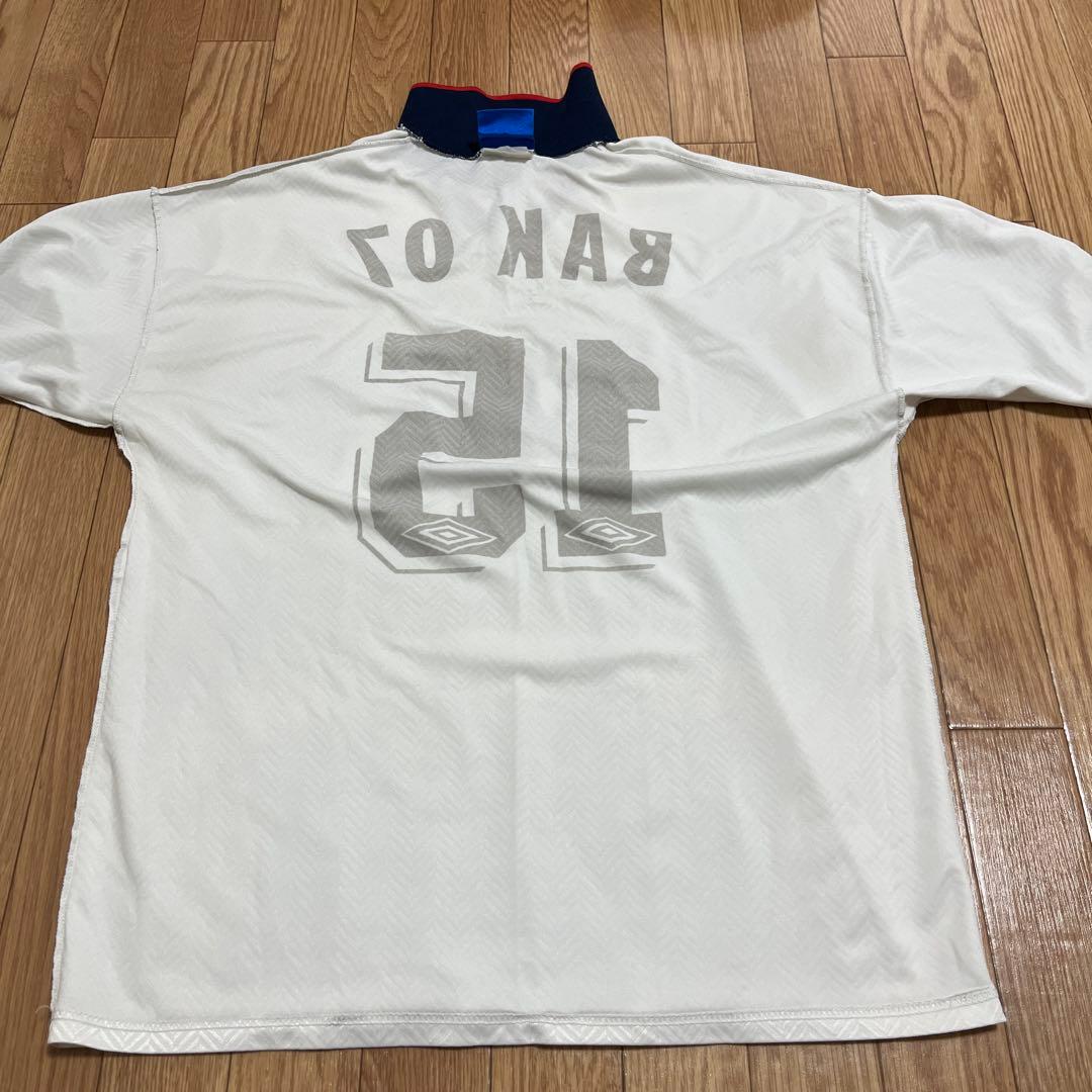 90s UMBRO ゲームシャツ 長袖　襟付き 透かし　イングランド　XL