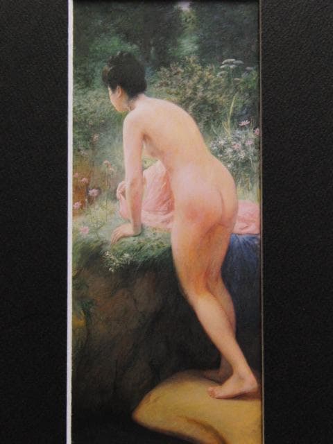 岡田三郎助、水浴の前、希少画集画、新品高級額・額装付、状態良好
