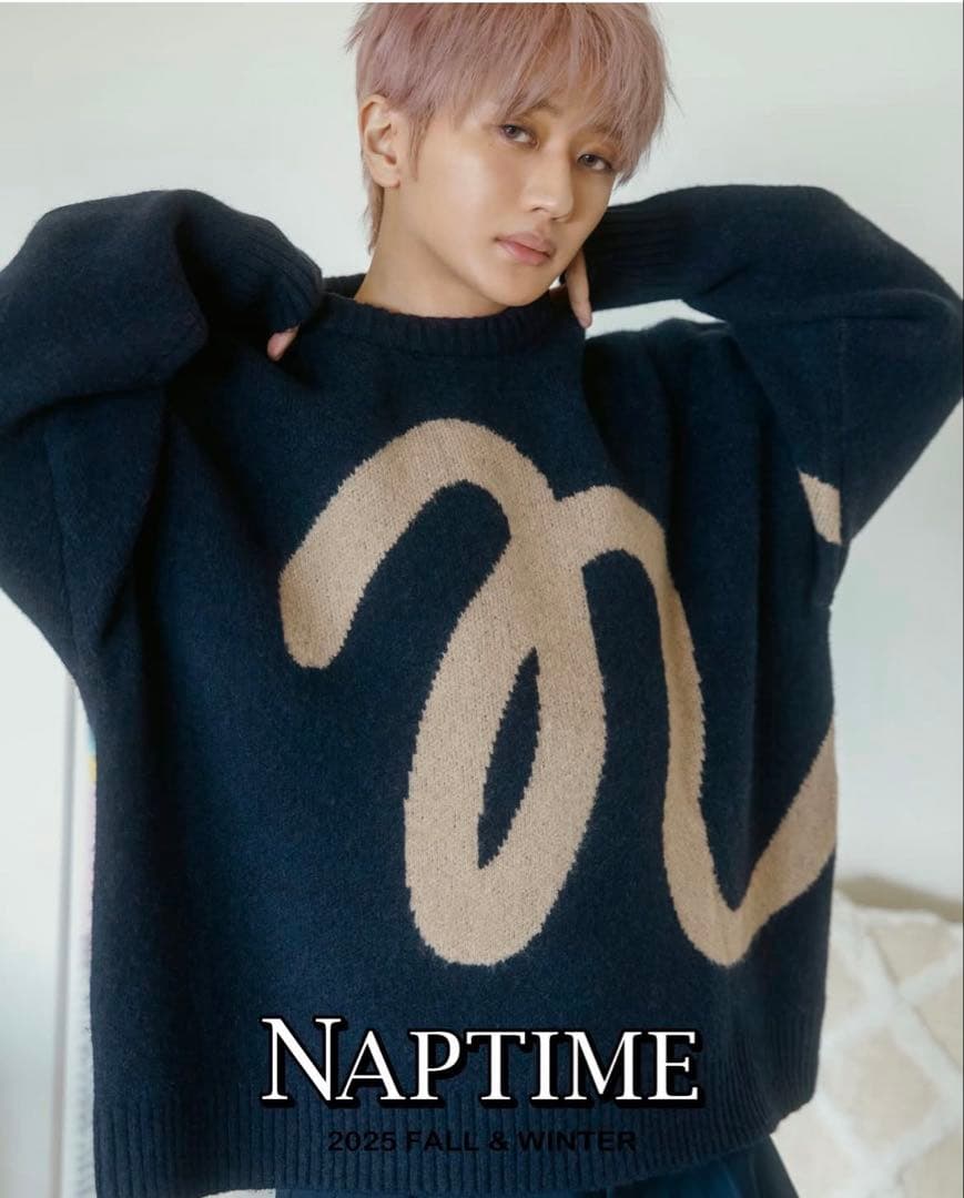 NAPTIME ネイビー L ニットプルオーバー