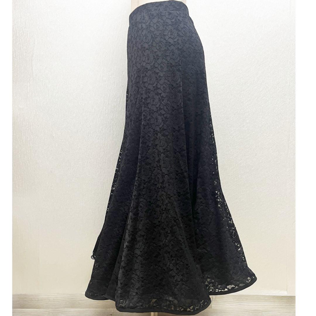 新品 社交ダンス スカート 総レース ブラック