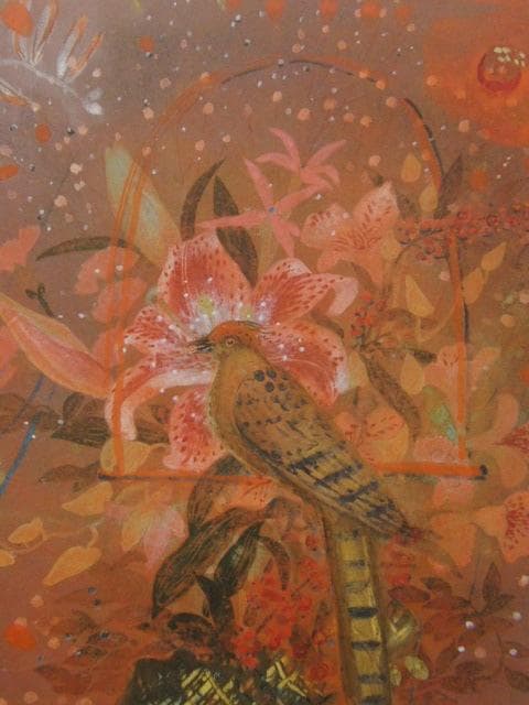伊藤彬、【花と鳥】、希少な額装用画集より、新品額装付