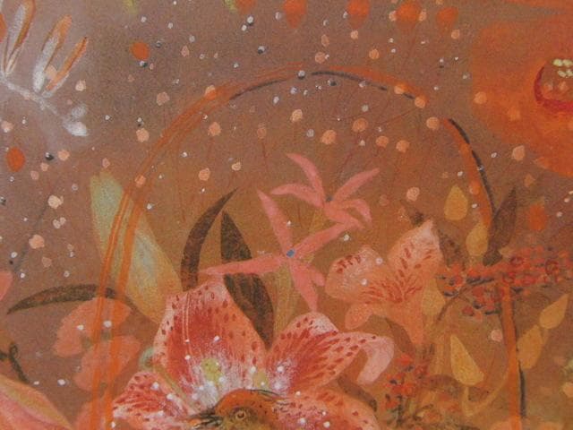 伊藤彬、【花と鳥】、希少な額装用画集より、新品額装付