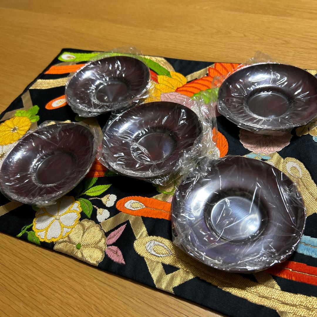 銅製茶托　朱銅着色　東堂　鎚起銅器