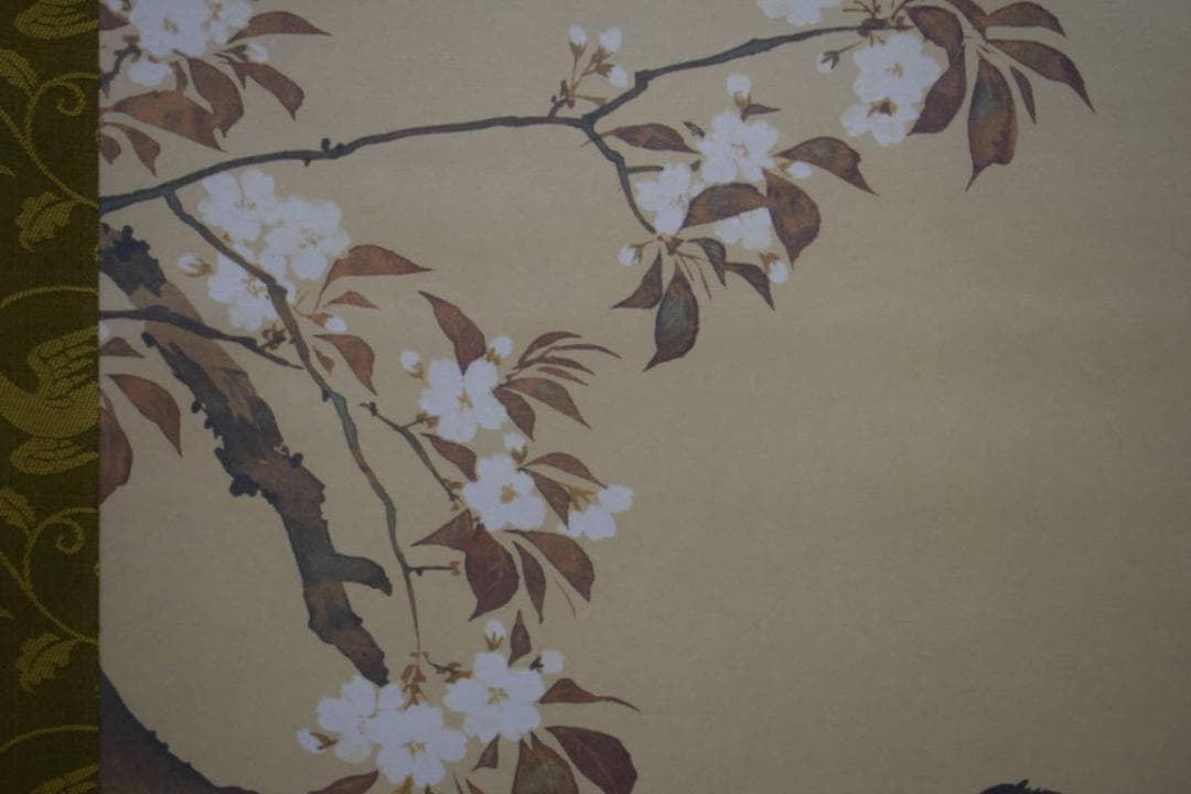 複製/酒井抱一/桜花雉子図/工芸/桐共箱付/布袋屋掛軸HH-940