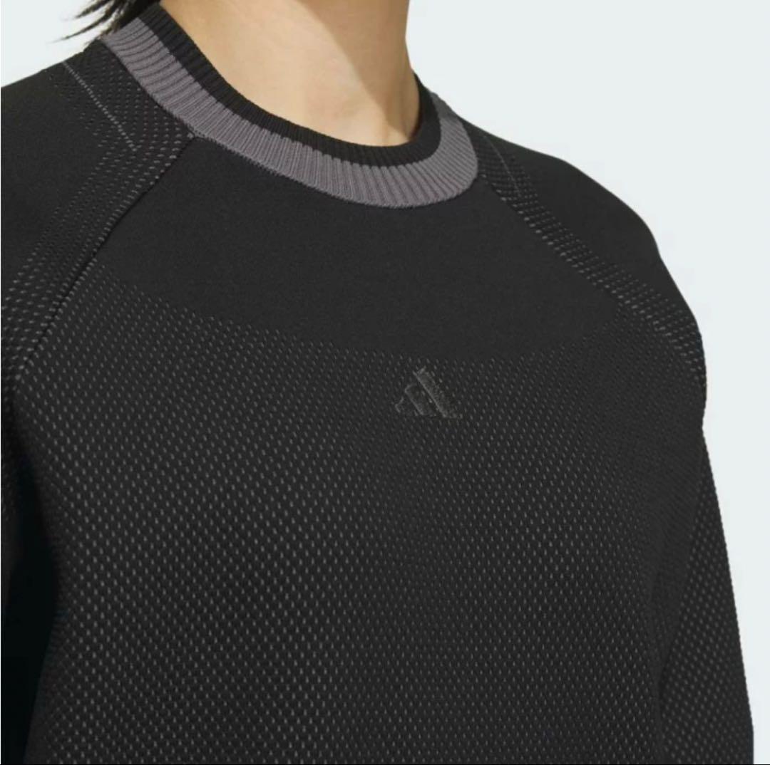 adidas ブラック メッシュ トレーナー ニット ゴルフ ウェア 大きめ