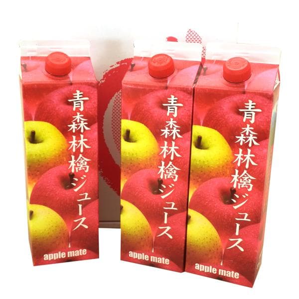 果汁100%アップルメイトりんごジュース1000ml紙パック3本入4箱/計12