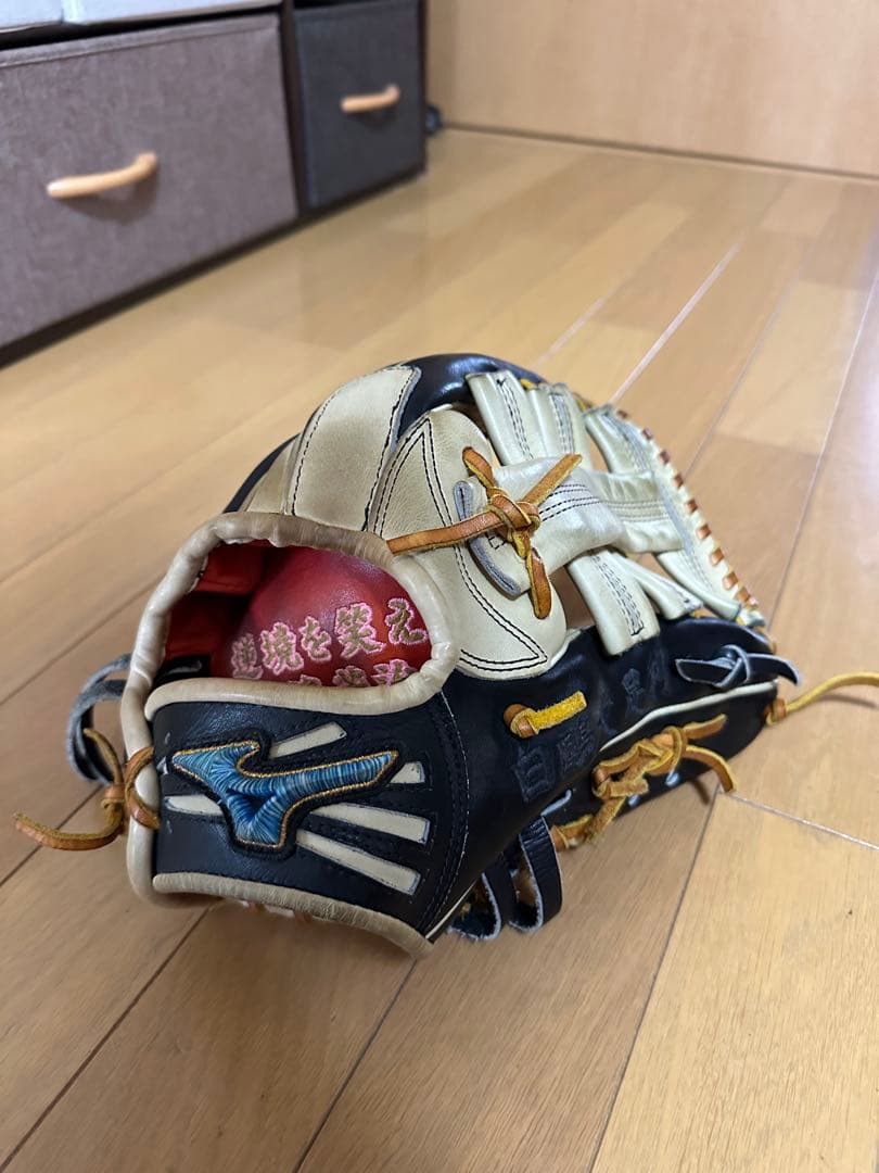 ミズノ 野球グローブ 右投げ用 黒白刺繍