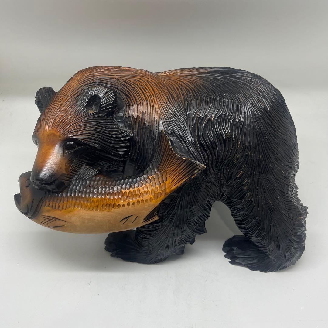 良品　北海道　木彫り　熊　銘あり　政広作　レア！