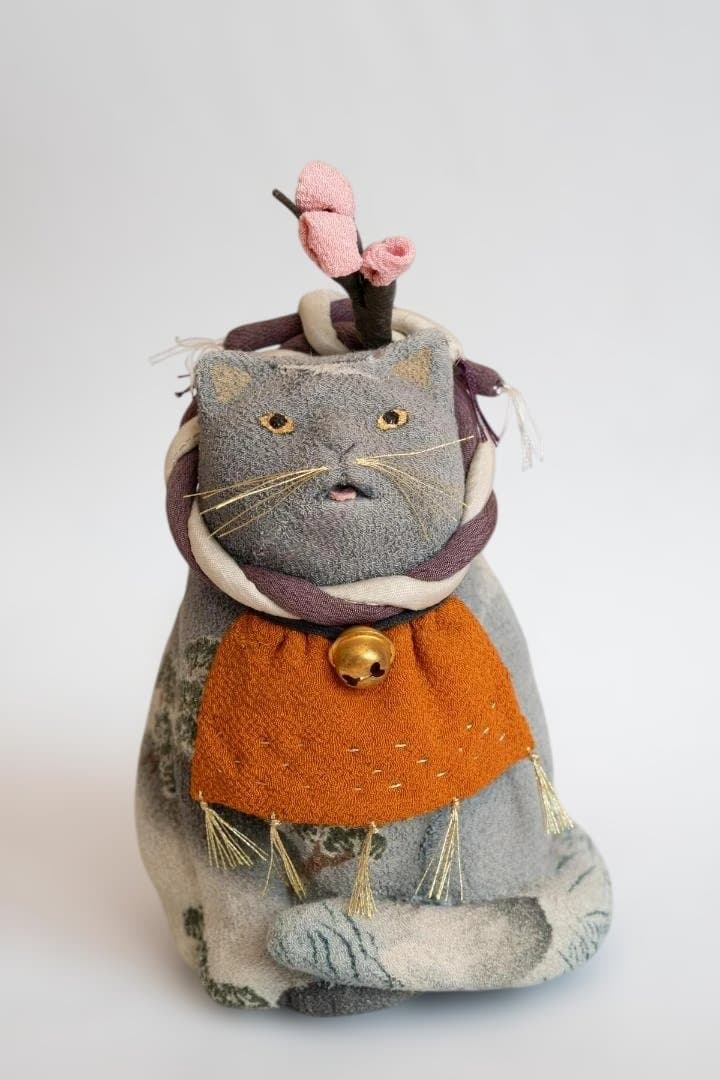 猫　木目込み人形　桃/松　小崎千里(千里)さん作