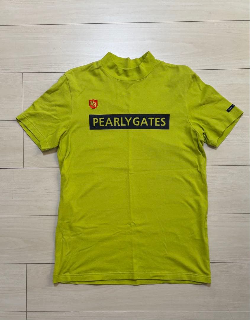 PEARLY GATES ライムグリーン モックネックシャツ