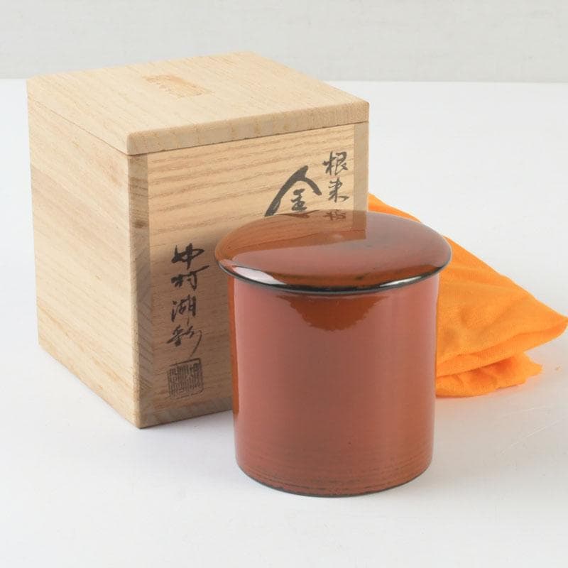 茶道具　中村湖彩作　根來塗　金輪寺　棗　共布共箱　V　9799