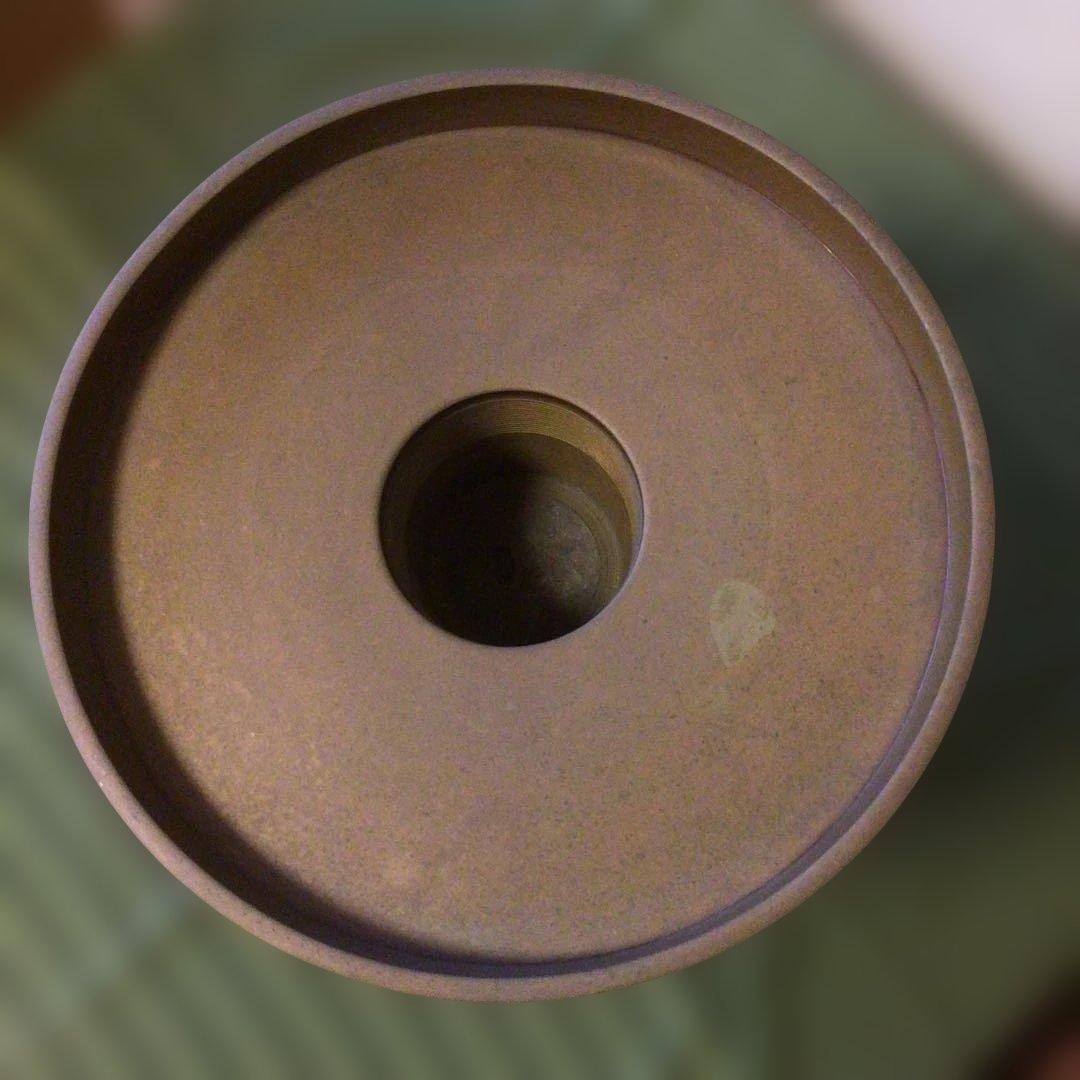 薄端　花器　印あり　三つ足　真鍮　蔵出し品　アンティーク　龍と富士