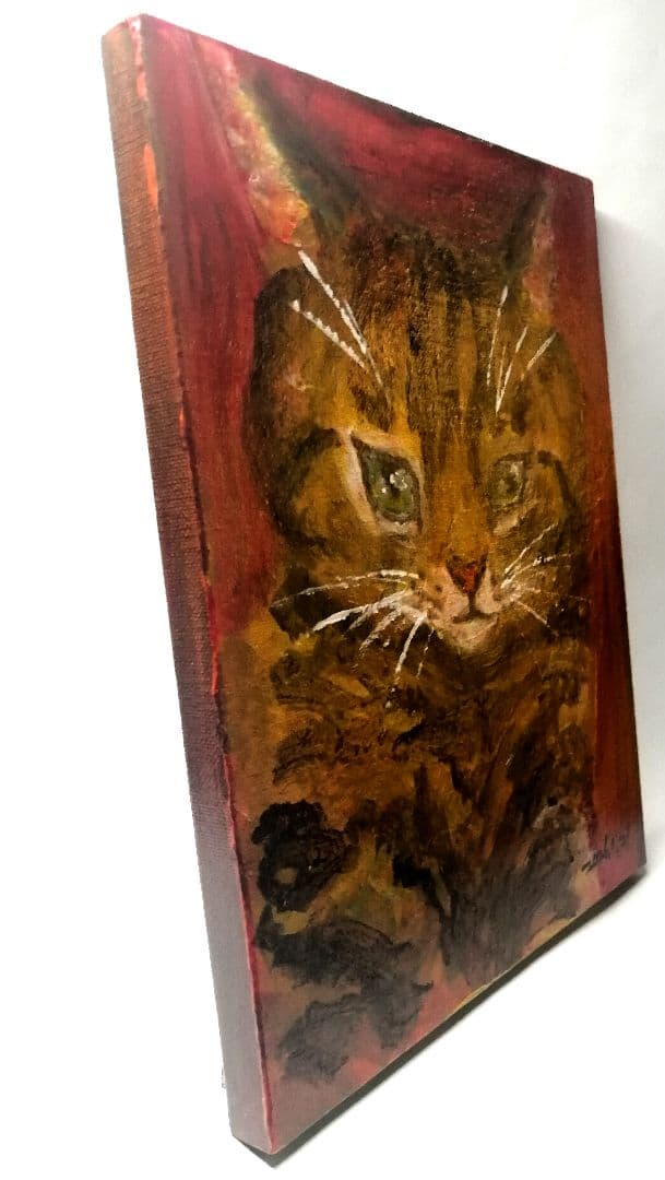 猫 猫の絵 絵画 アクリル 原画 アート ドローイング インテリア アートパネル