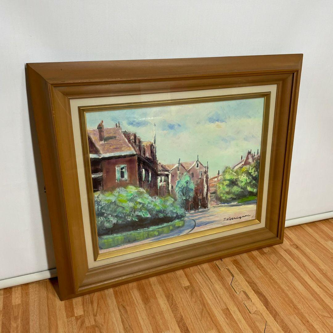 西垣輝夫　アムステルダム郊外　油絵　サインあり